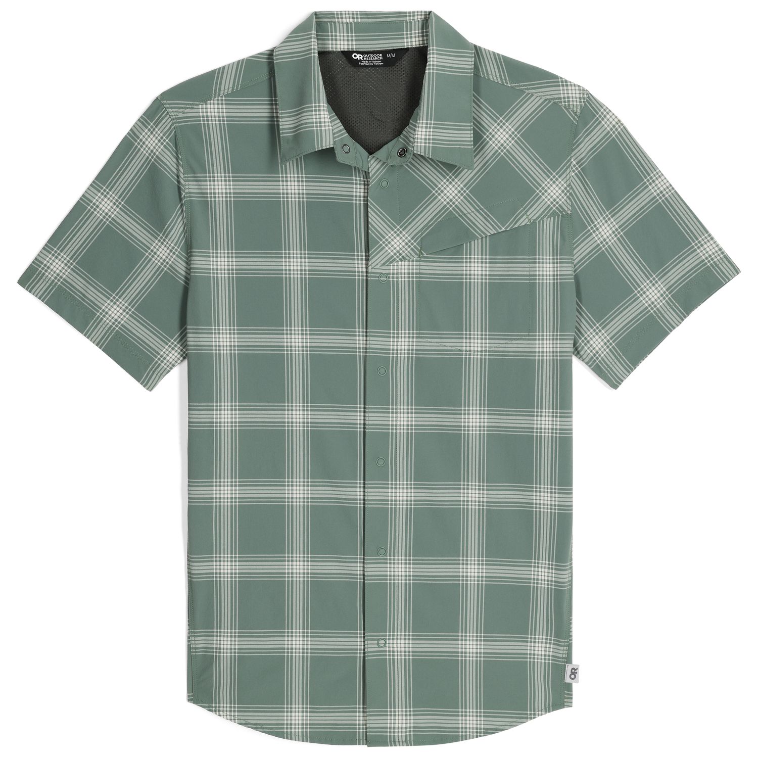 Men's Astroman Short Sleeve Sun Shirt, Color: Oyster Tamarack Print, Size: L