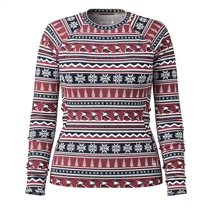 Women's Classic Thermal Merino Base Layer Crew, Color: Currant Alpine Apres, Size: L