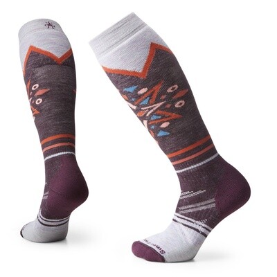 Women's Ski Full Cushion Mountain Snowflake Pattern OTC Socks