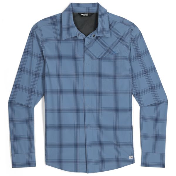 Men Astroman Long Sleeve Sun Shirt, Color: Olympic Plaid, Size: S