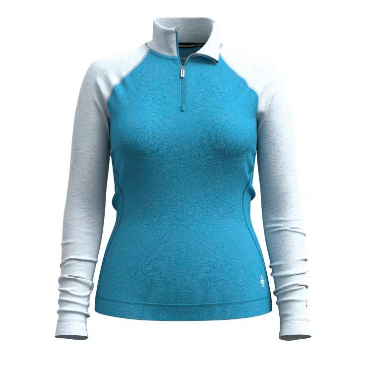 Women's Classic Thermal Merino Base Layer 1/4 Zip, Color: Deep Pool Blue, Size: S