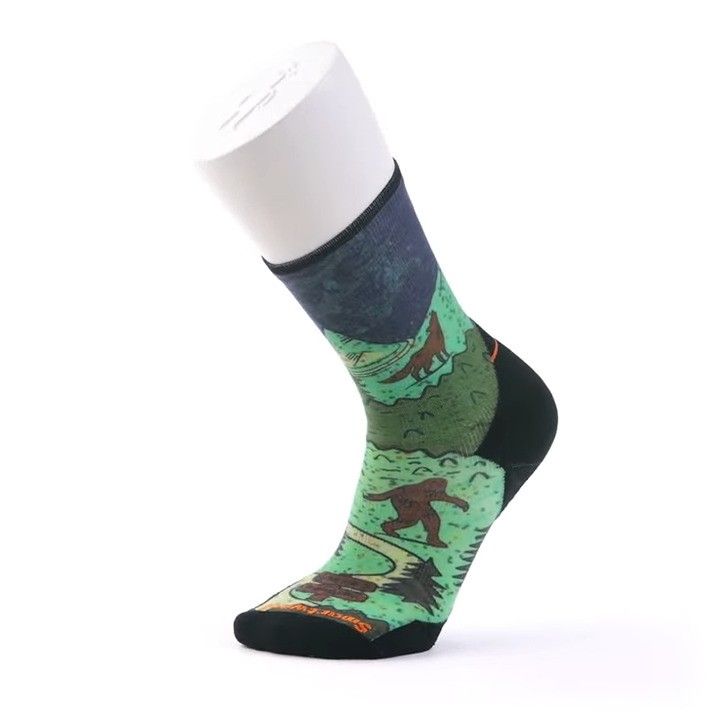 Trail Run Neature Print Crew Socks, Color: Twilight Blue, Size: M