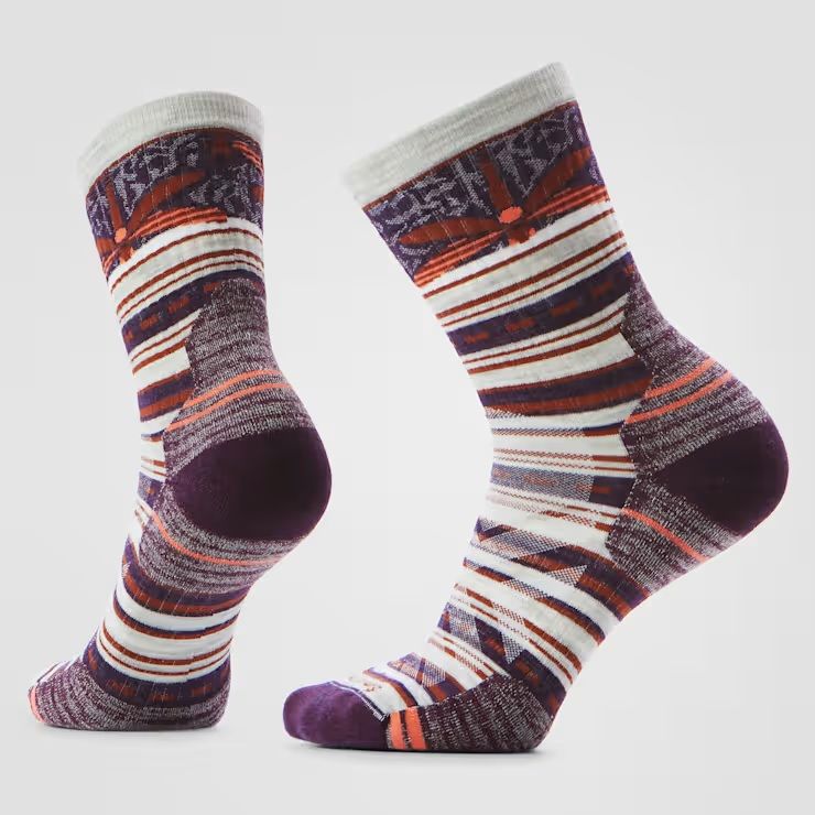 Women's Hike Targeted Cushion Dragon Stitch Mid Crew Socks, Color: Ash, Size: S