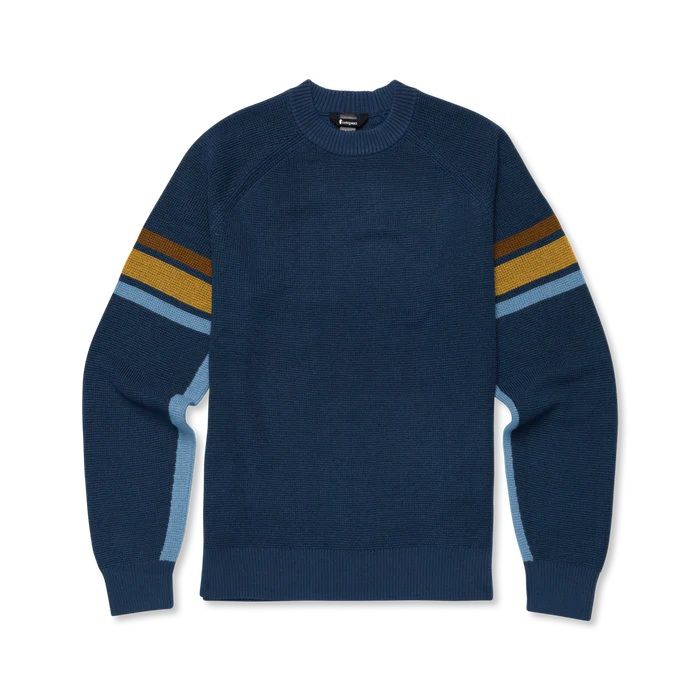 Men Libre Waffle Crew Sweater, Color: Deep Sea, Size: S