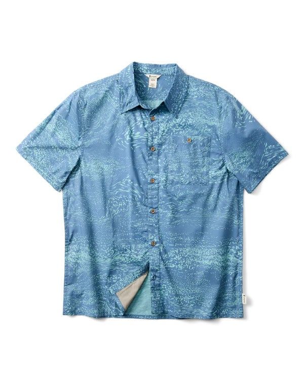 Estival Button Up Shirt - Print, Color: Waves Steel Blue, Size: M