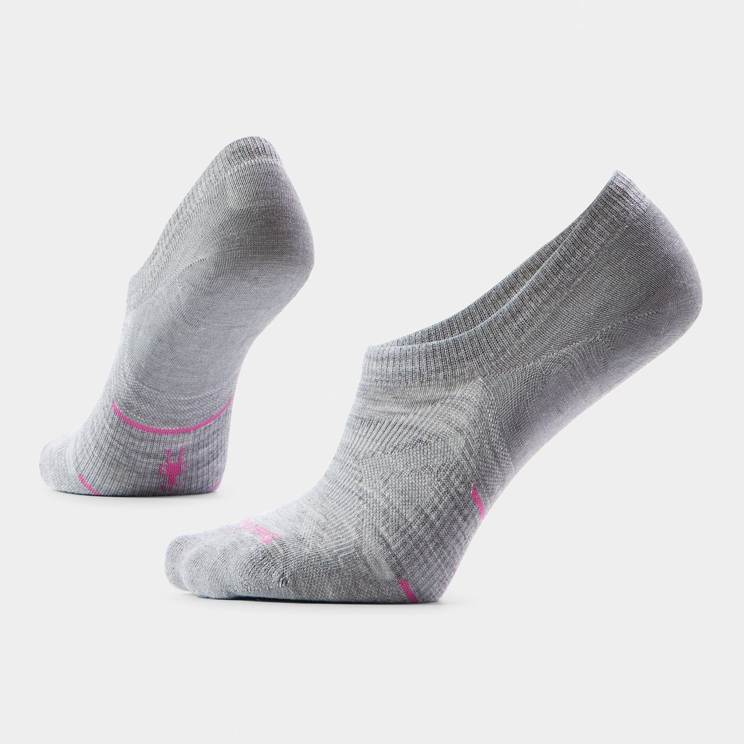 Women's Run Zero Cushion No Show Socks, Color: Light Grey, Size: S