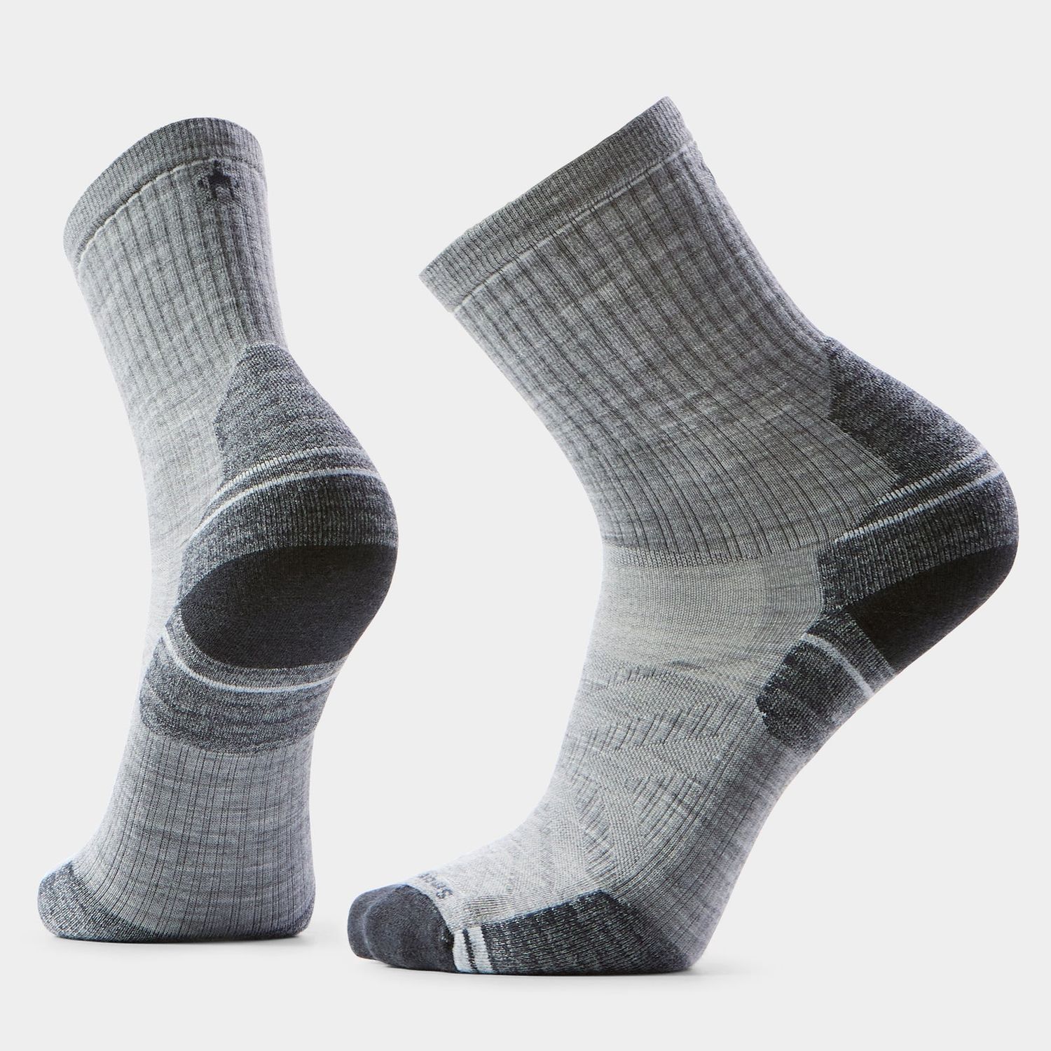 Hike Targeted Cushion Mid Crew Socks, Color: Light Grey, Size: L