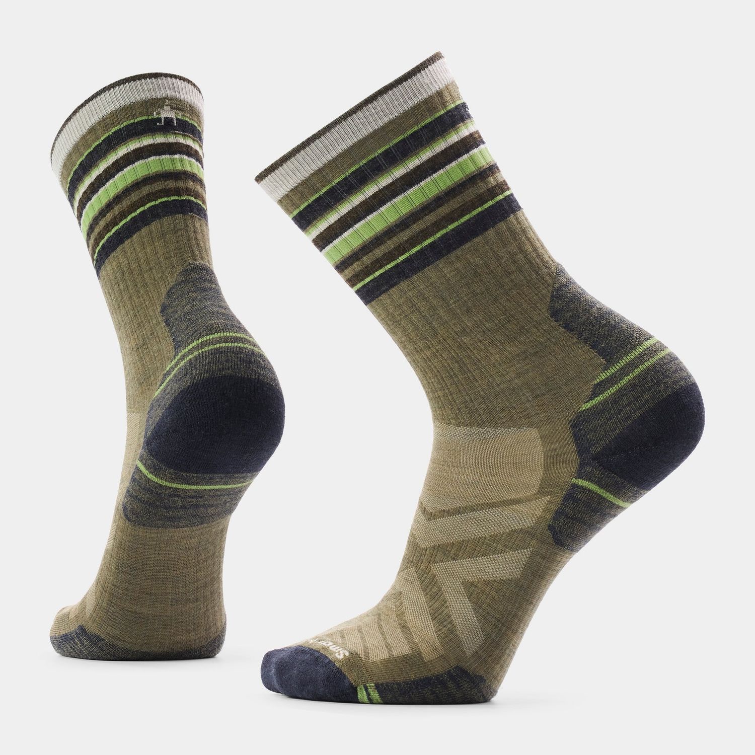 Hike Striped Crew Socks, Color: Winter Moss, Size: L