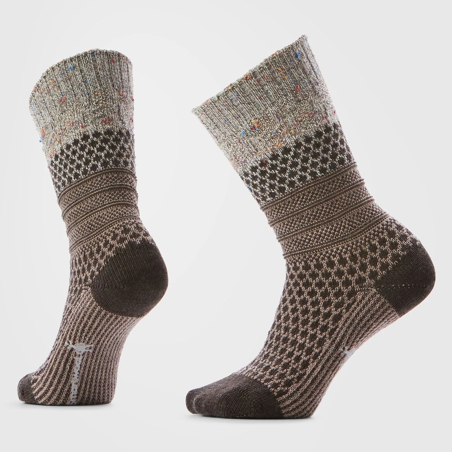 Everyday Cozy Popcorn Cable Crew Socks, Color: Taupe-Natural Marl, Size: M