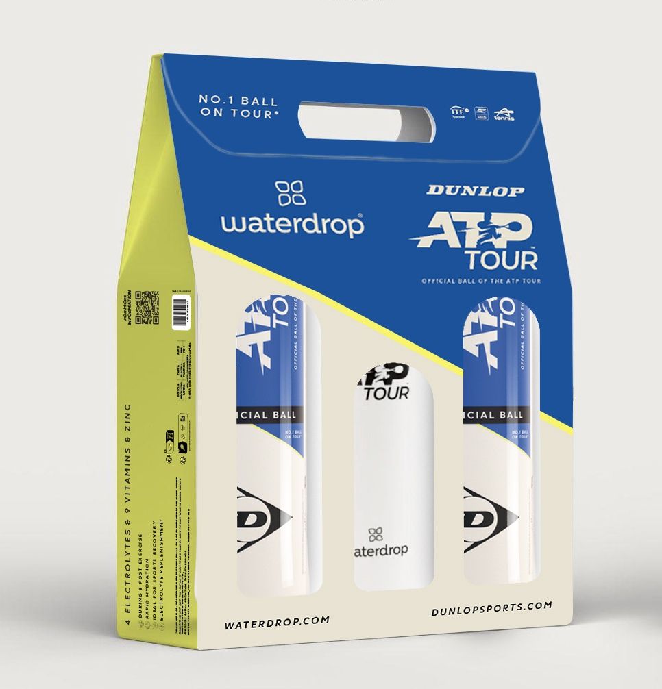 Dunlop ATP tour 4 Ball Pack incl. Waterdrop drinkfles