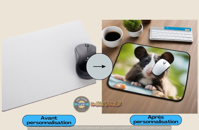 Tapis de souris 270mm*190mm épaisseur 5mm mousse noire