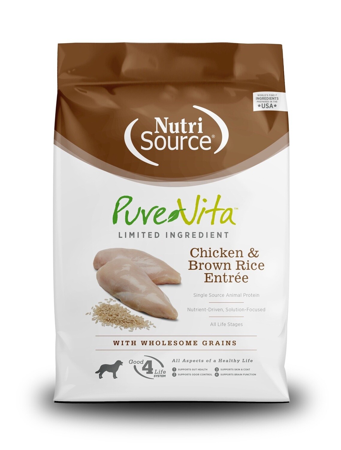 PureVita Chicken and Brown Rice Dry Dog Food, Size: 4LB