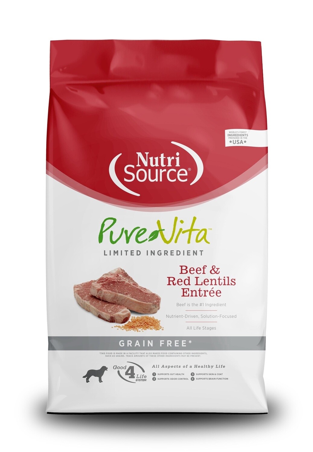 PureVita Beef and Red Lentils Grain Free Dry Dog Food, Size: 4LB