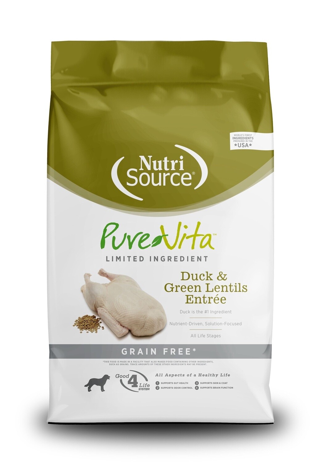 PureVita Duck and Green Lentils Grain Free Dry Dog Food, Size: 4LB