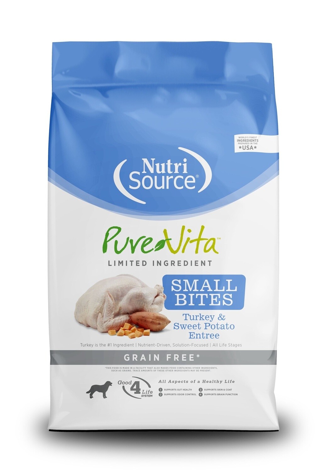PureVita Small Bites Turkey and Sweet Potato Grain Free Dry Dog Food, Size: 4LB