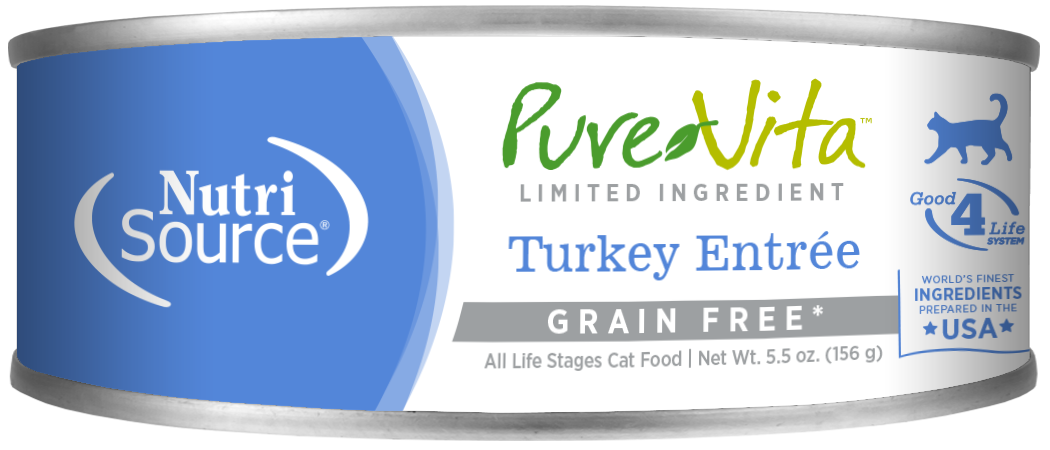 PureVita Turkey Entree Grain Free Wet Cat Food, Size: 5.5OZ