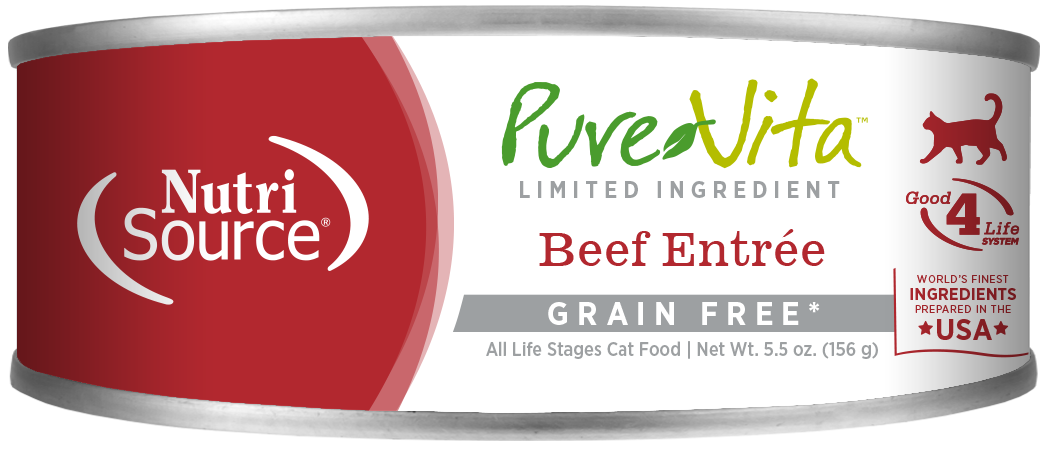 PureVita Beef Entree Grian Free Wet Cat Food, Size: 5.5OZ