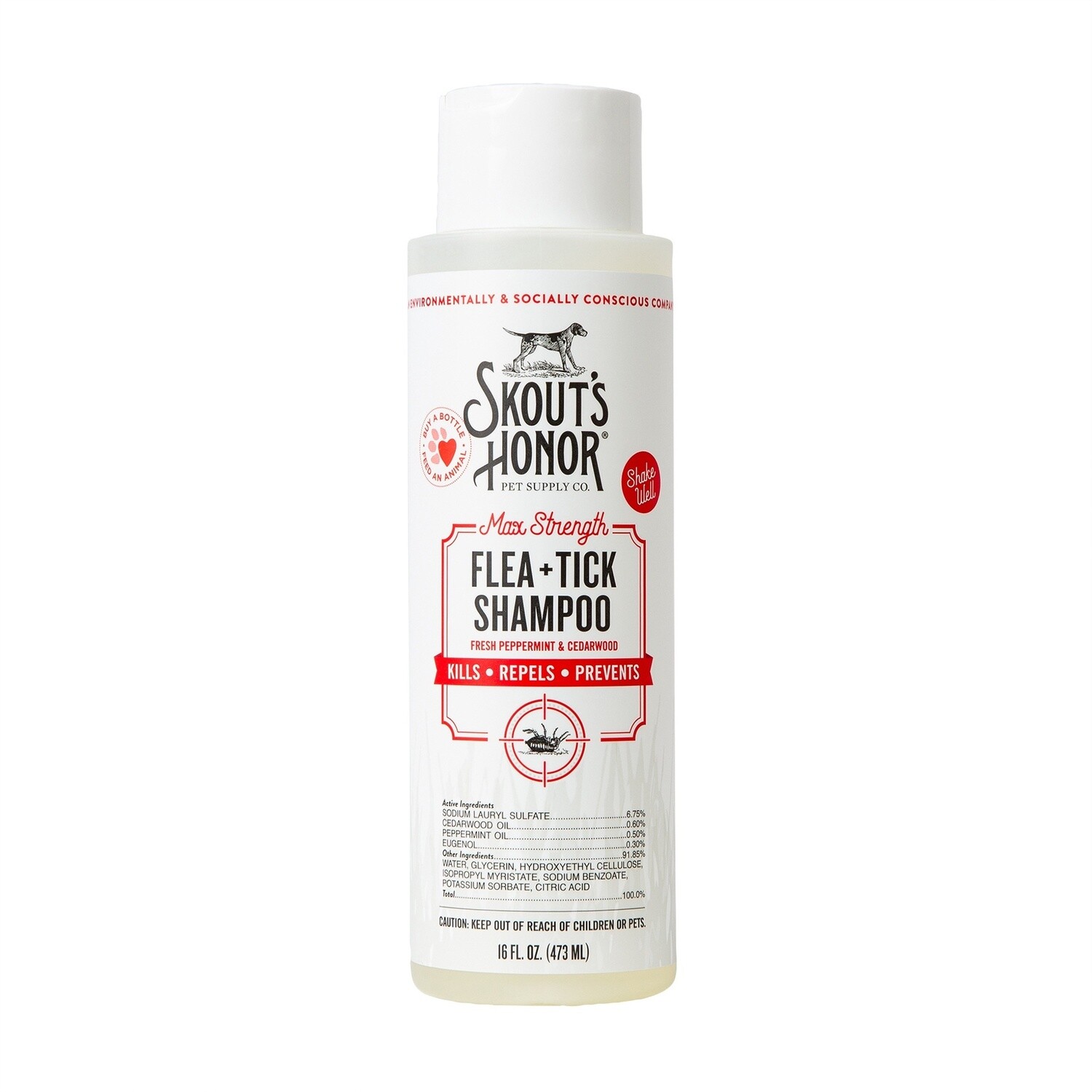 Skout&#39;s Honor Max Strength Flea and Tick Shampoo for Dogs, Size: 16OZ