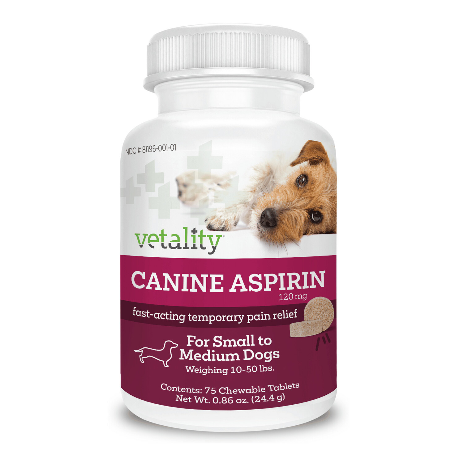 Vetality Canine Aspirin, Dog Size: Small to Medium