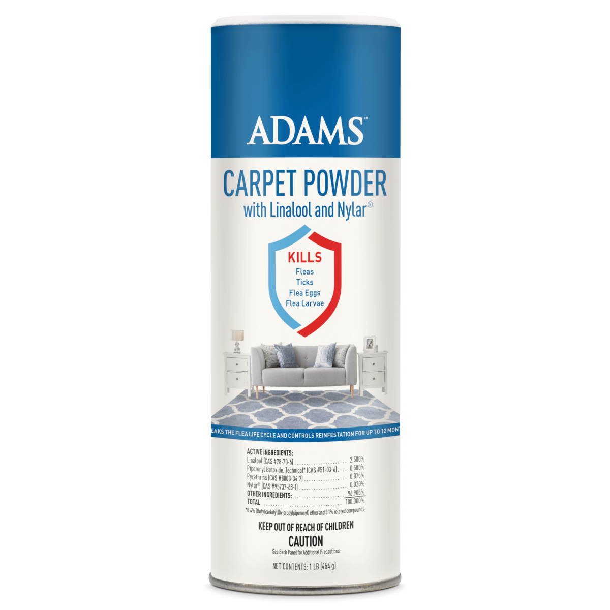 Adams Flea and Tick Carpet Powder, Size: 1LB