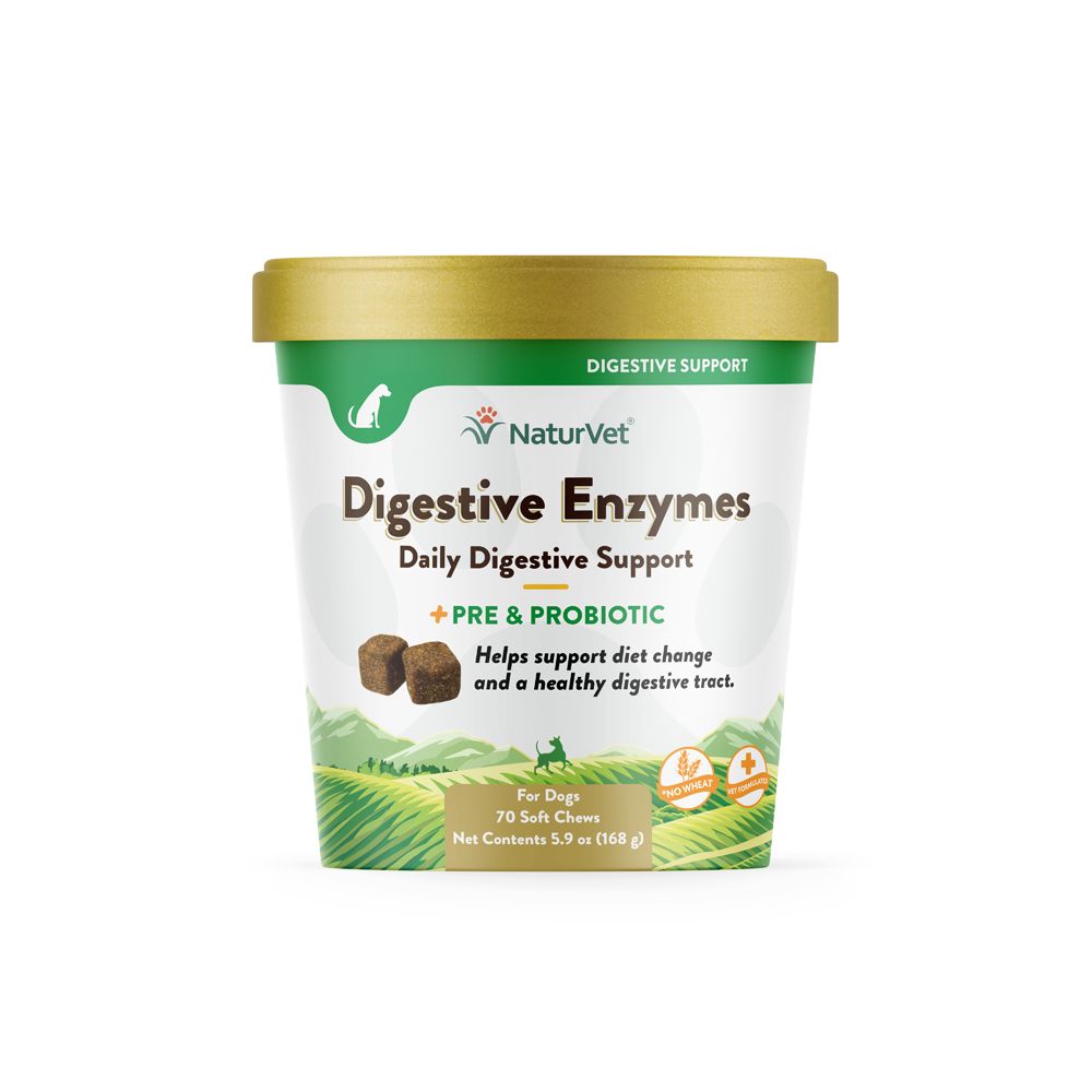 NaturVet Digestive Enzymes Soft Chew + Pre &amp; Probiotic for Dogs, Size: 70 Count