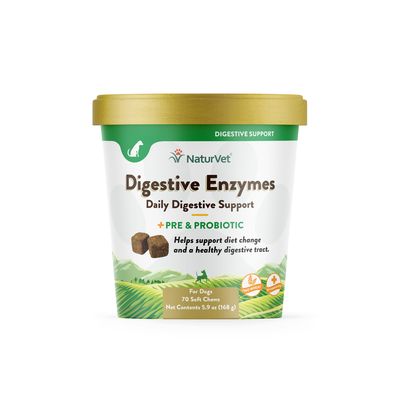 NaturVet Digestive Enzymes Soft Chew + Pre &amp; Probiotic for Dogs