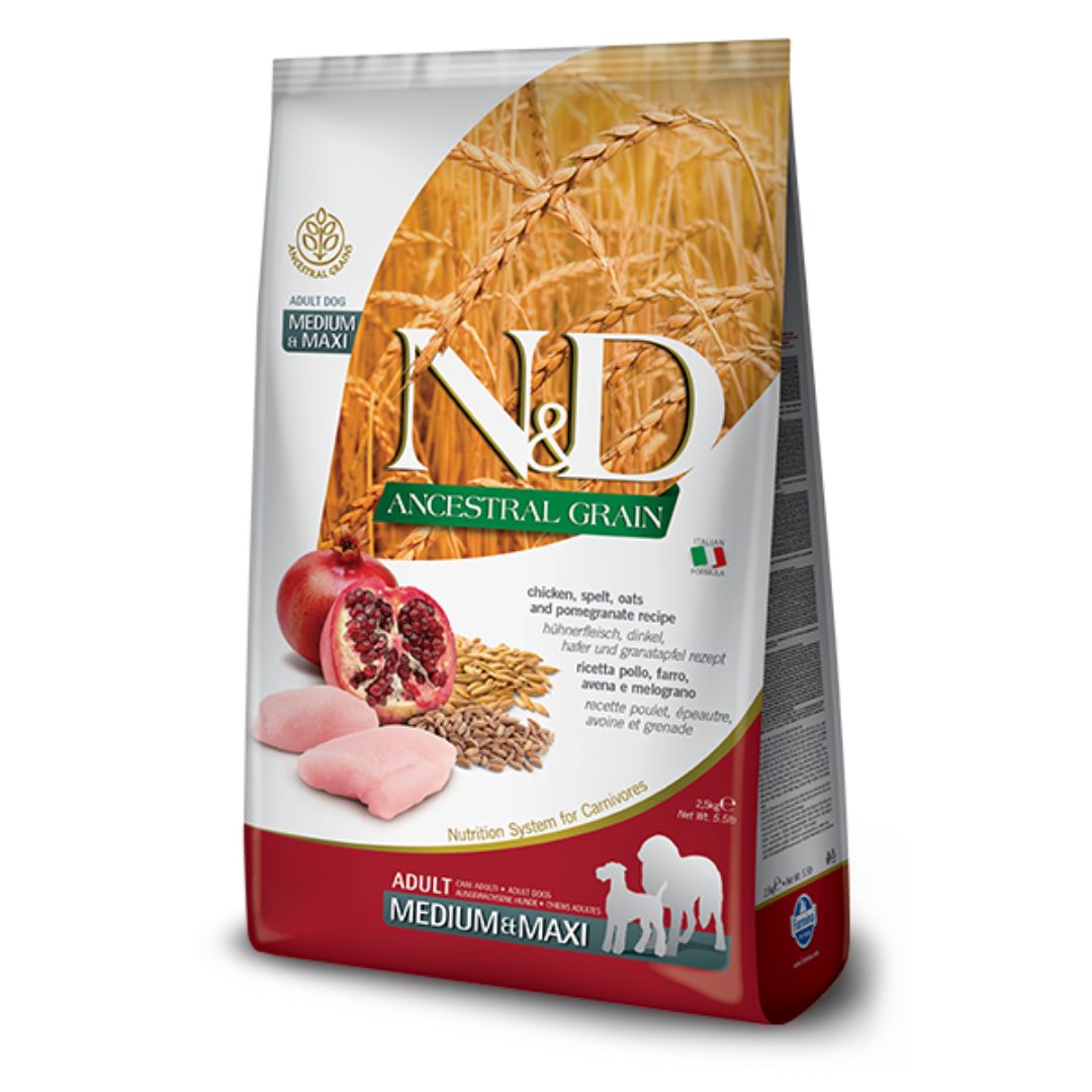 Farmina N&amp;D Ancestral Grain Chicken and Pomegranate Dry Dog Food, Size: 5.5LB
