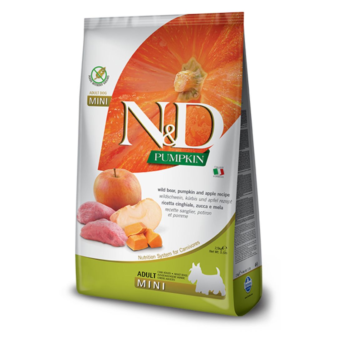 Farmina N&amp;D Pumpkin, Boar, and Apple Dry Dog Food, Kibble Size: Mini, Package Size: 5.5LB