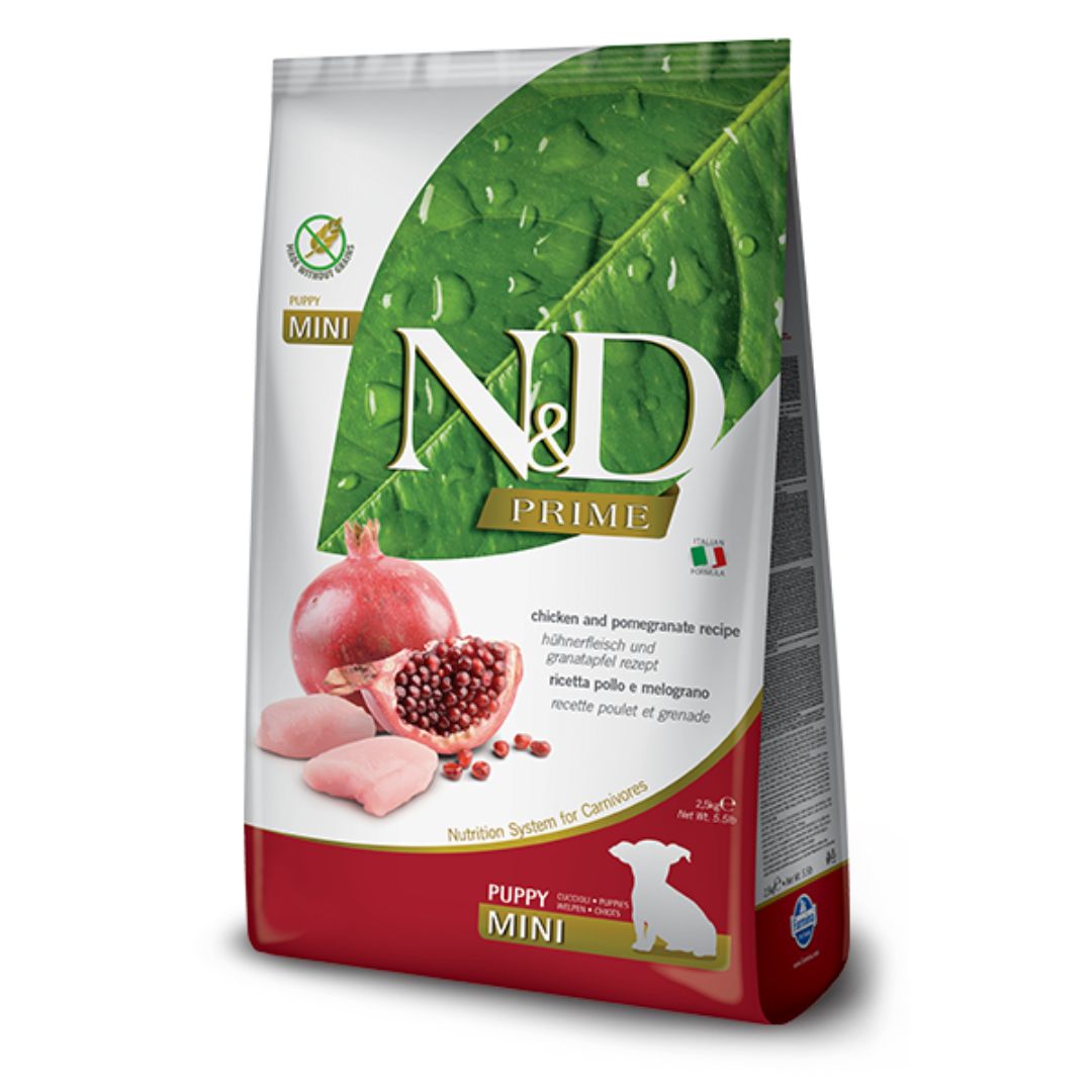Farmina N&amp;D Prime Chicken and Pomegranate Dry Puppy Food, Kibble Size: Mini, Package Size: 5.5LB