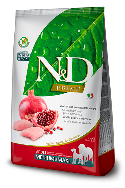 Farmina N&amp;D Prime Chicken and Pomegranate Dry Dog Food, Kibble Size: Medium/Maxi, Package Size: 26.4LB