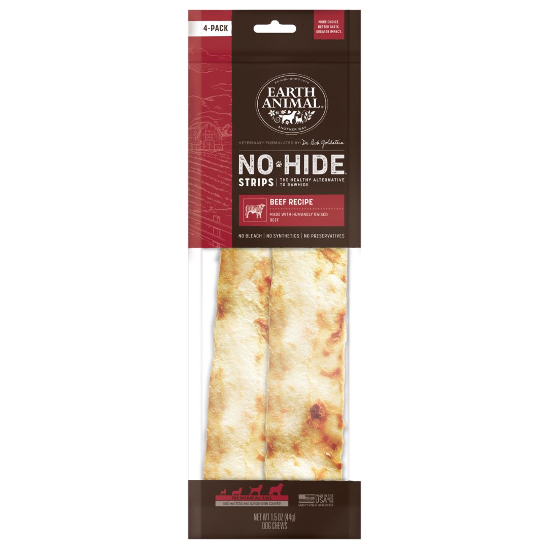 Earth Animal No Hide Strip, Flavor: Beef, Size: 4-Pack