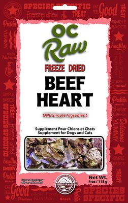 OC Raw Freeze Dried Beef Hearts Dog and Cat Treats