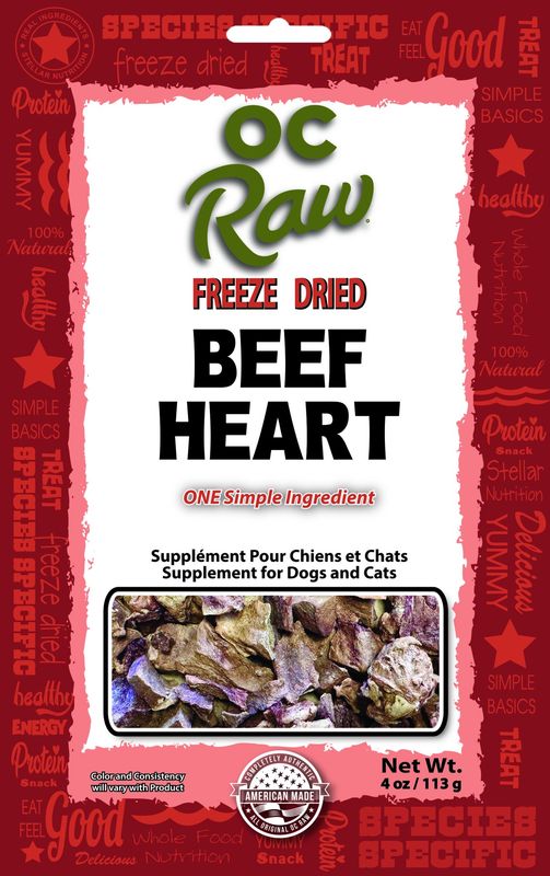 OC Raw Freeze Dried Beef Hearts Dog and Cat Treats