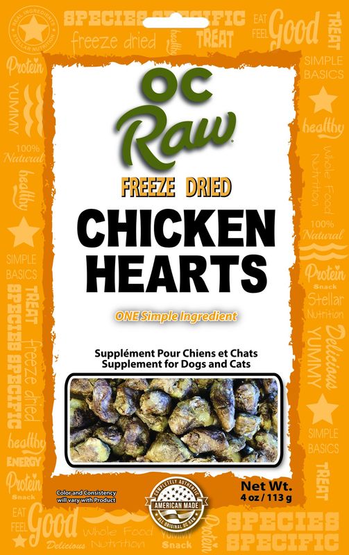 OC Raw Freeze Dried Chicken Hearts Dog and Cat Treats