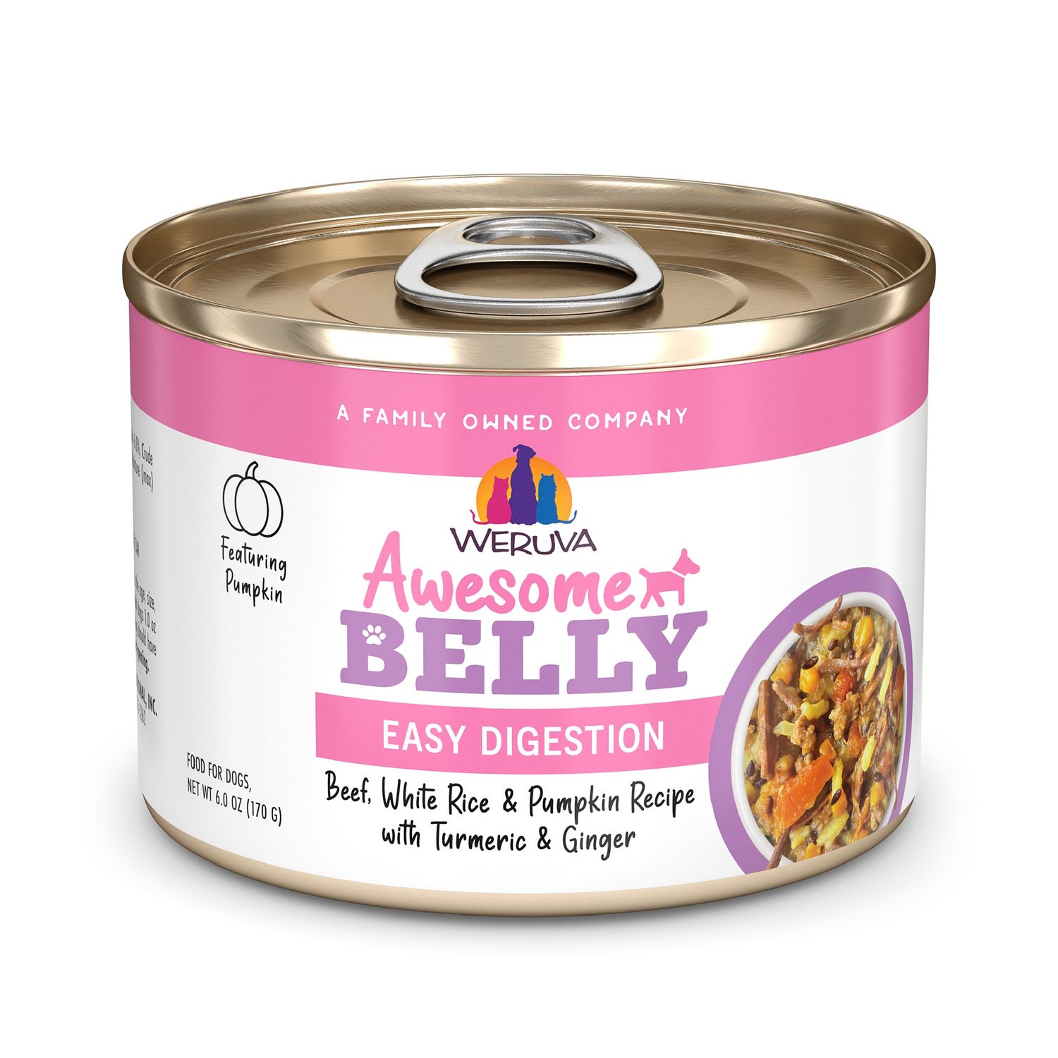 Weruva Awesome Belly Beef, Rice, &amp; Pumpkin Wet Dog Food, Package Size: 6oz