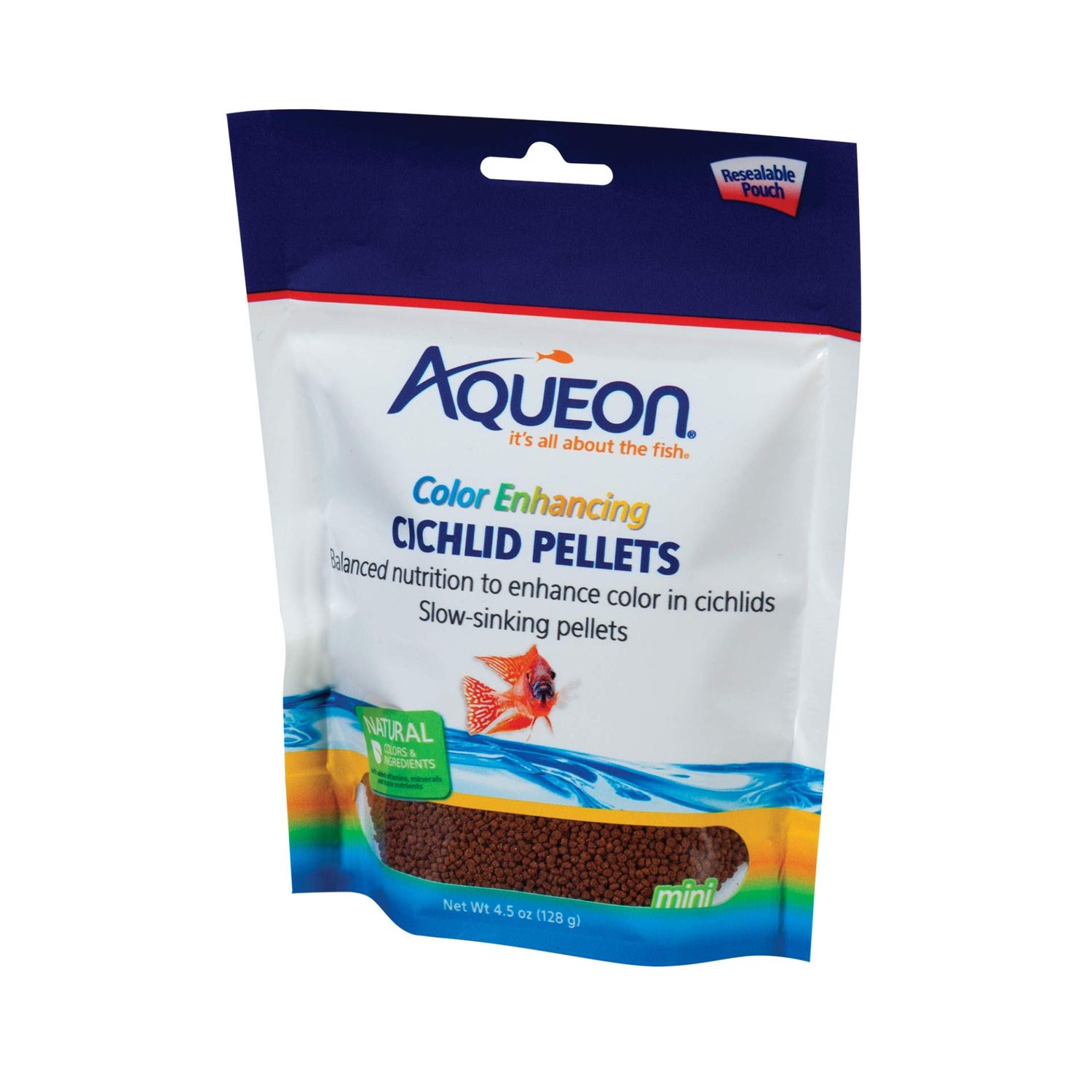 Aqueon Color Enhancing Cichlid Pellets Fish Food, Size: 4.5oz