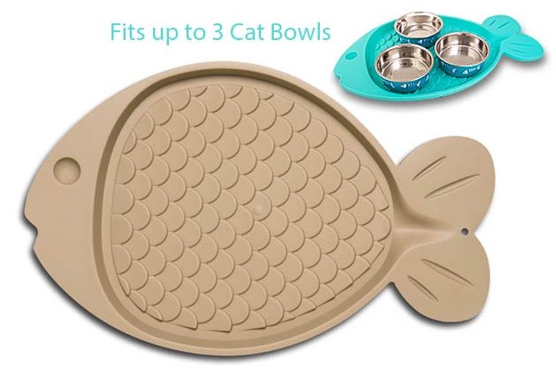 Loving Pets Bella Spill-Proof Cat Mat Fish Shape