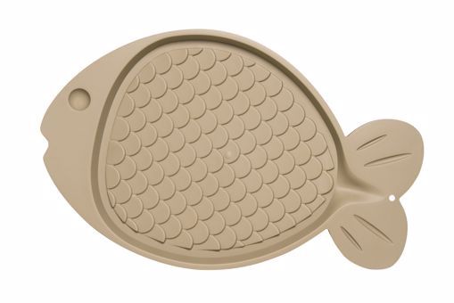 Loving Pets Bella Spill-Proof Cat Mat Fish Shape, Color: TAN