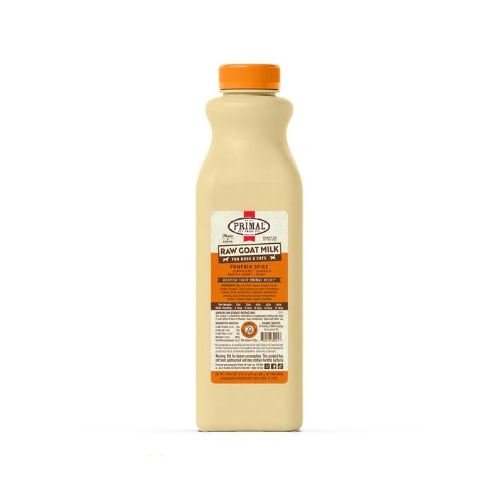 Primal Raw Goat Milk for Cats &amp; Dogs Pumpkin Spice Recipe, Size: 32oz
