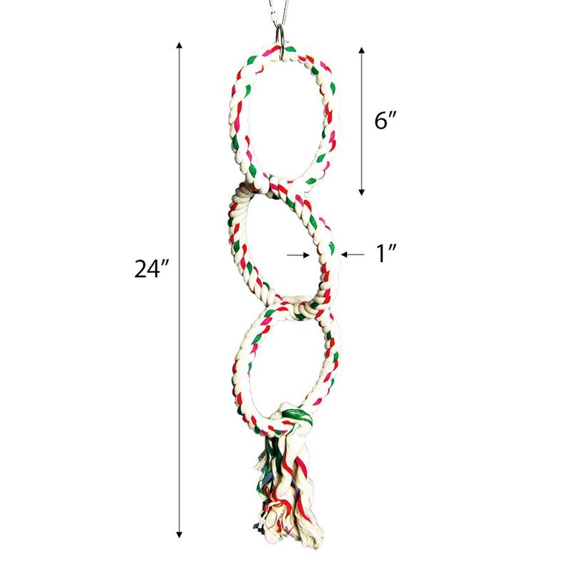 A&amp;E Cage Company Triple Ring Rope Swing Pet Bird Toy