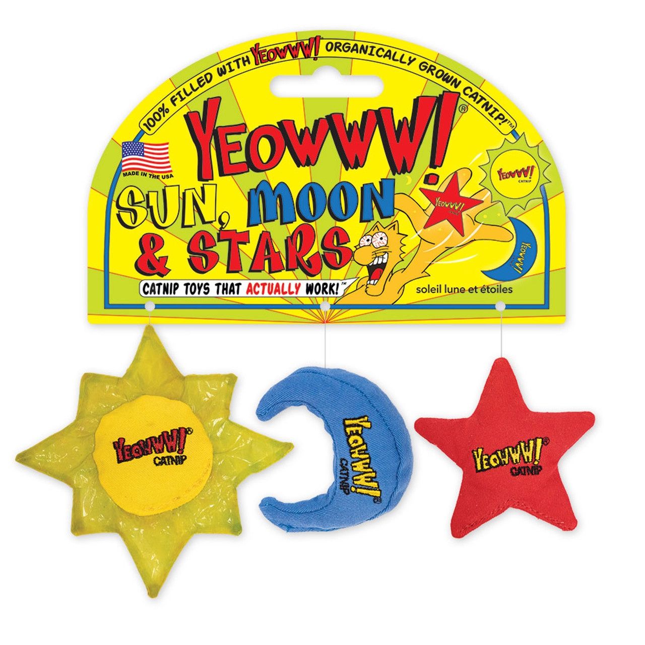 Yeowww! Sun Moon Star 3 pack Catnip Cat Toy
