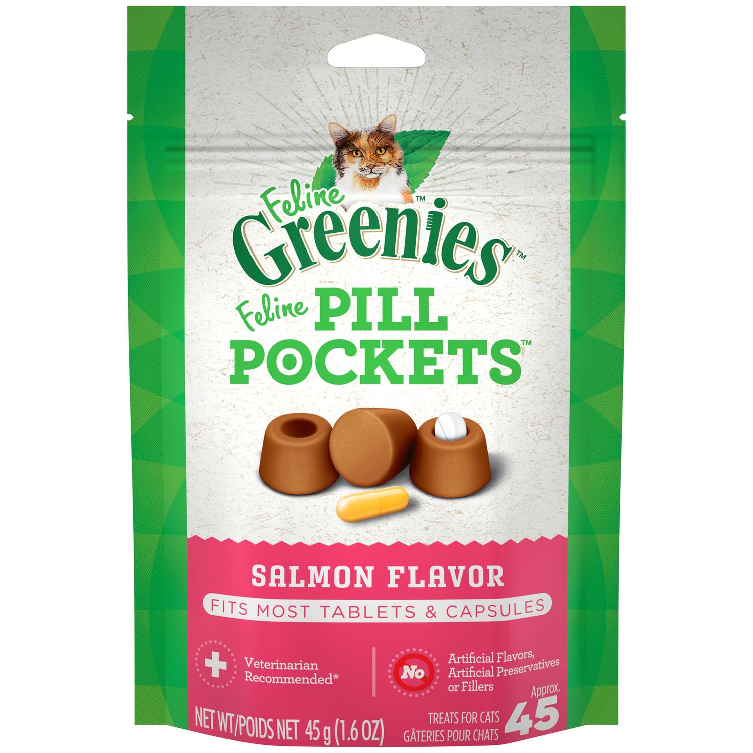 Feline Greenies Pill Pockets Salmon Flavor Cat Treats, Size: 1.6oz
