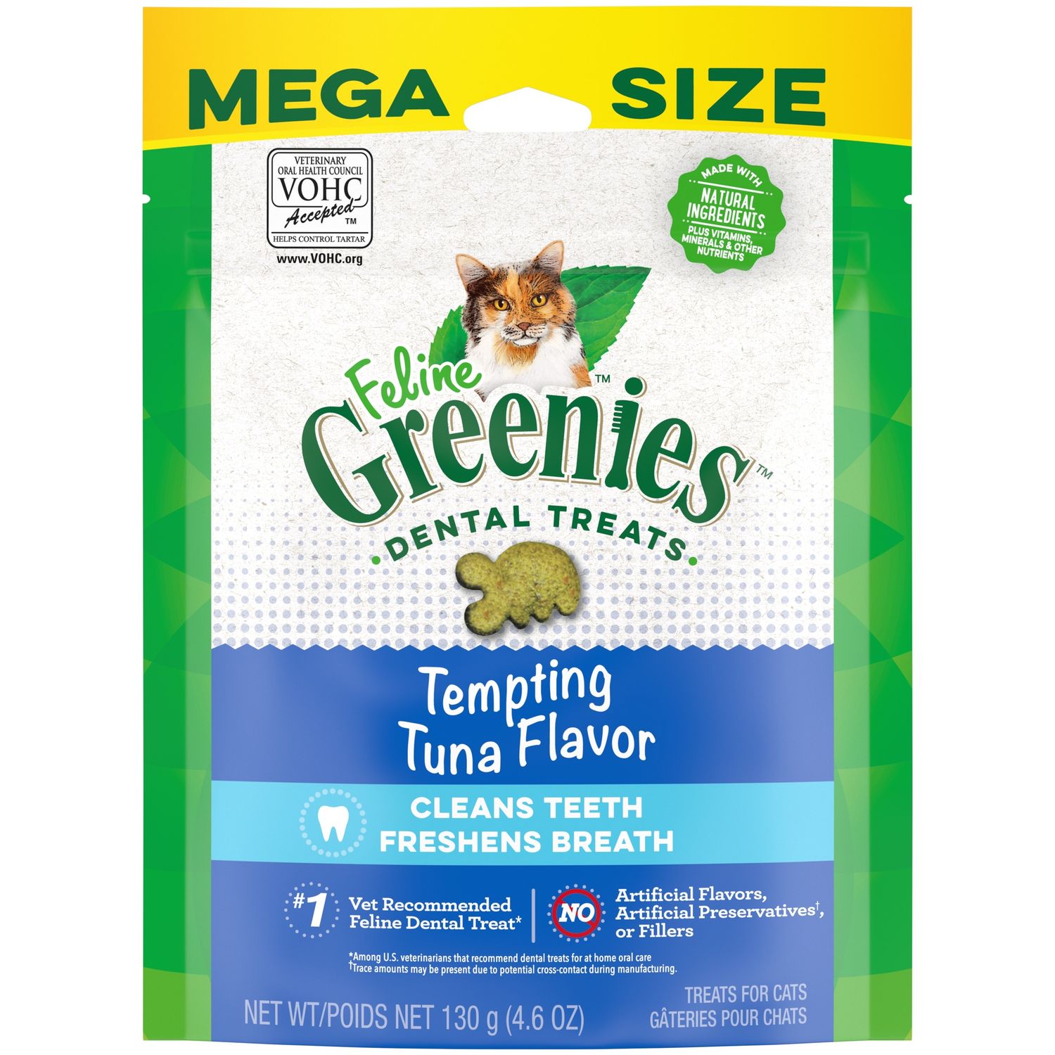 Feline Greenies Dental Care Tempting Tuna Flavor Cat Treats, Size: 4.6oz