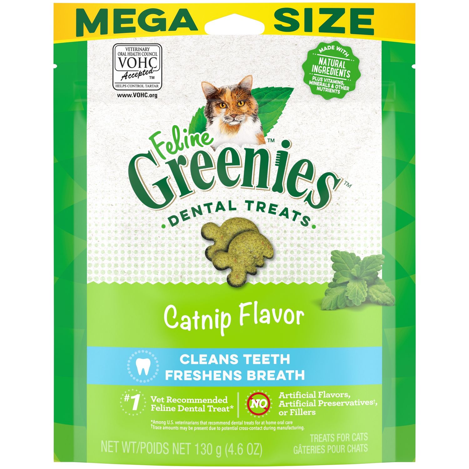 Feline Greenies Dental Care Catnip Flavor Cat Treats, Size: 4.6oz
