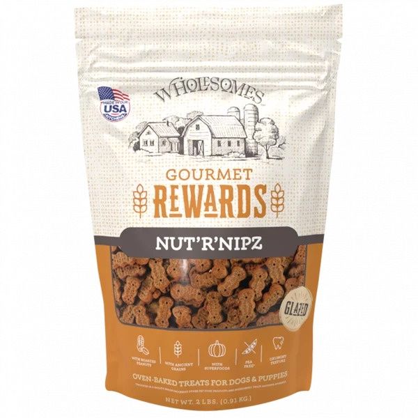 Wholesomes Gourmet Rewards Nut&#39;R&#39;Nipz Biscuits Dog Treats 2lb.
