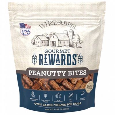 Wholesomes Gourmet Rewards Peanutty Bites Biscuits Dog Treats 3lb.