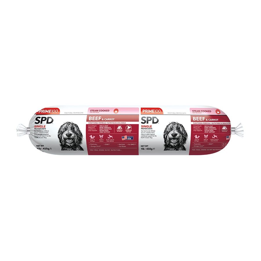 Prime100 SPD Beef &amp; Carrot Fresh Dog Food Roll, Size: 1lb
