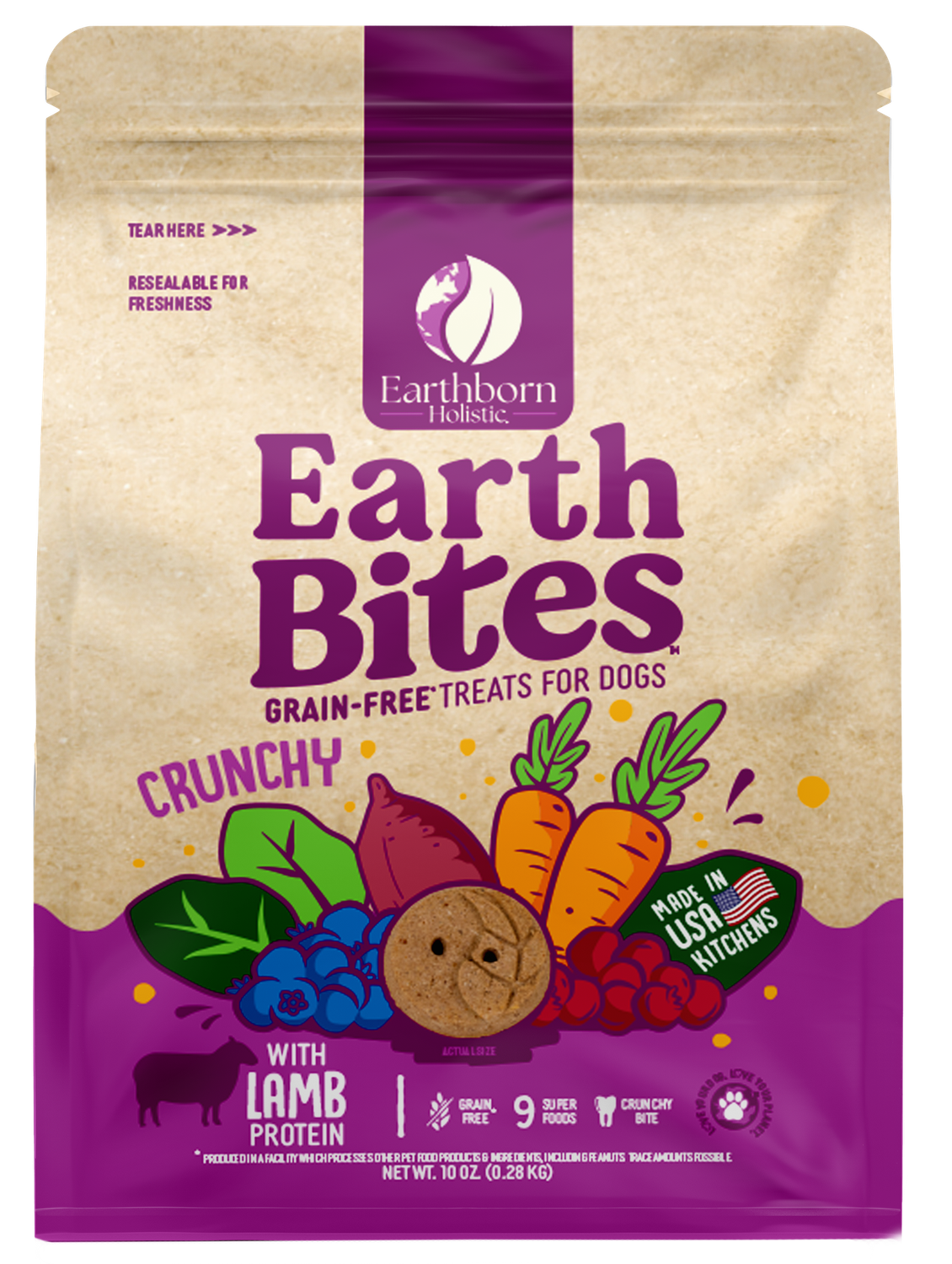 Earthborn Holistic EarthBites Grain Free Crunchy Lamb Dog Treats 10oz.