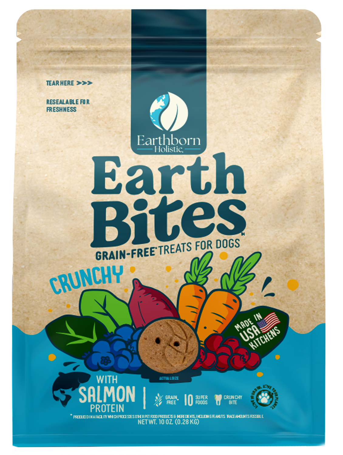 Earthborn Holistic EarthBites Grain Free Crunchy Salmon Dog Treat 10oz.