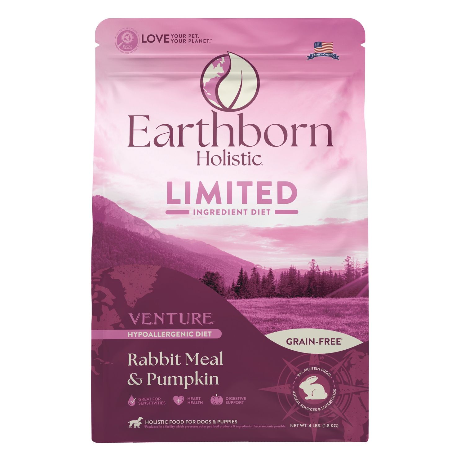 Earthborn Holistic Venture Rabbit Meal &amp; Pumpkin Dry Dog Food, Size: 4lb.